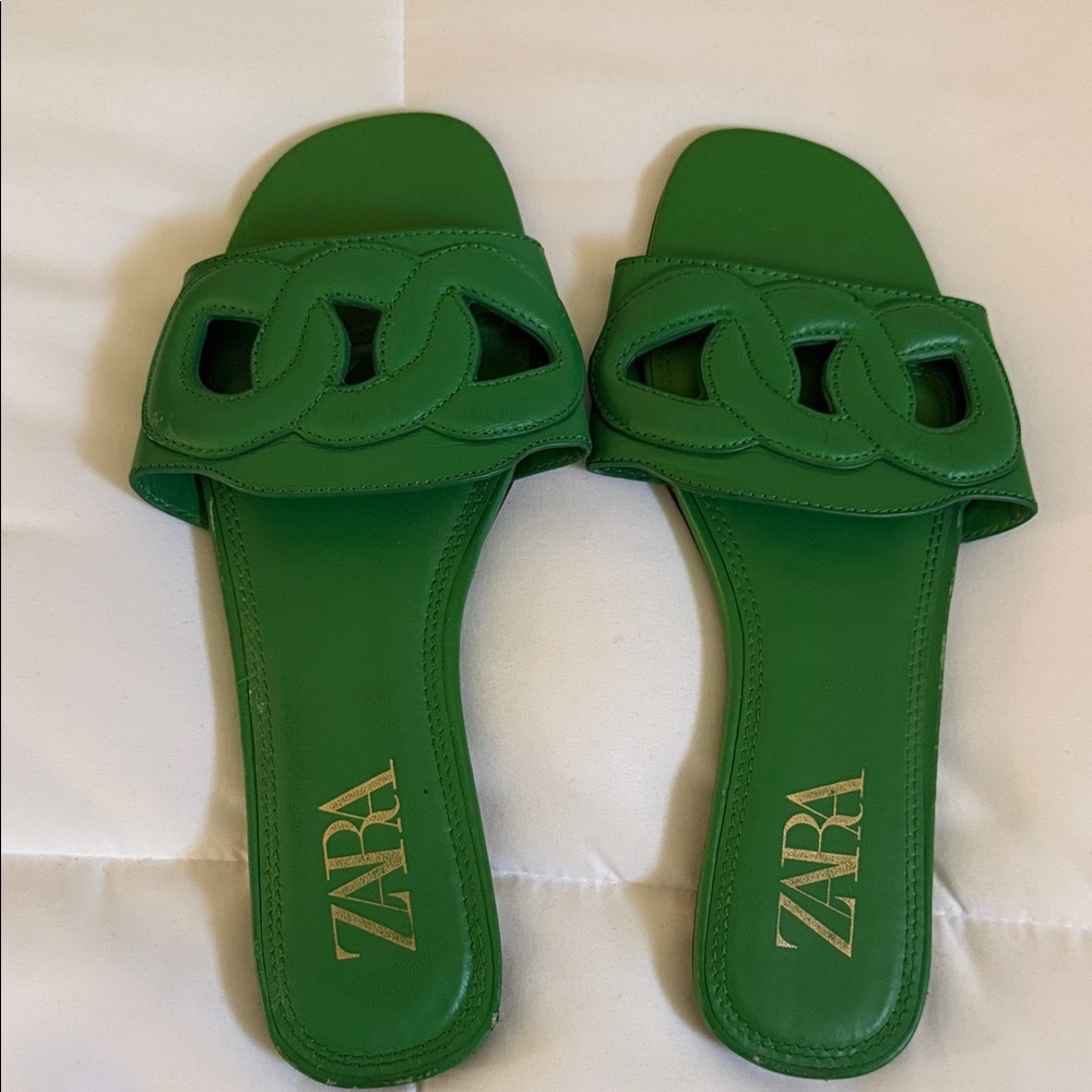 Zara Emerald Green Slide Sandals